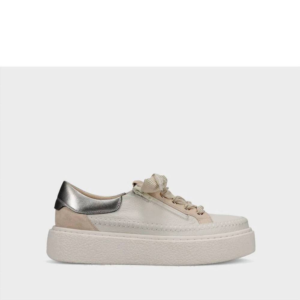 NEW VANELI women's yoga sneakers in white milled calf